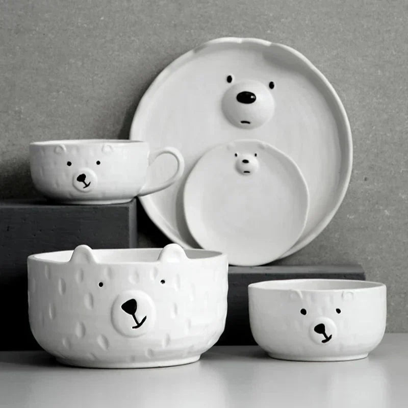 BowLift | Cute ceramic Polar bear dinner set – PolarJoy