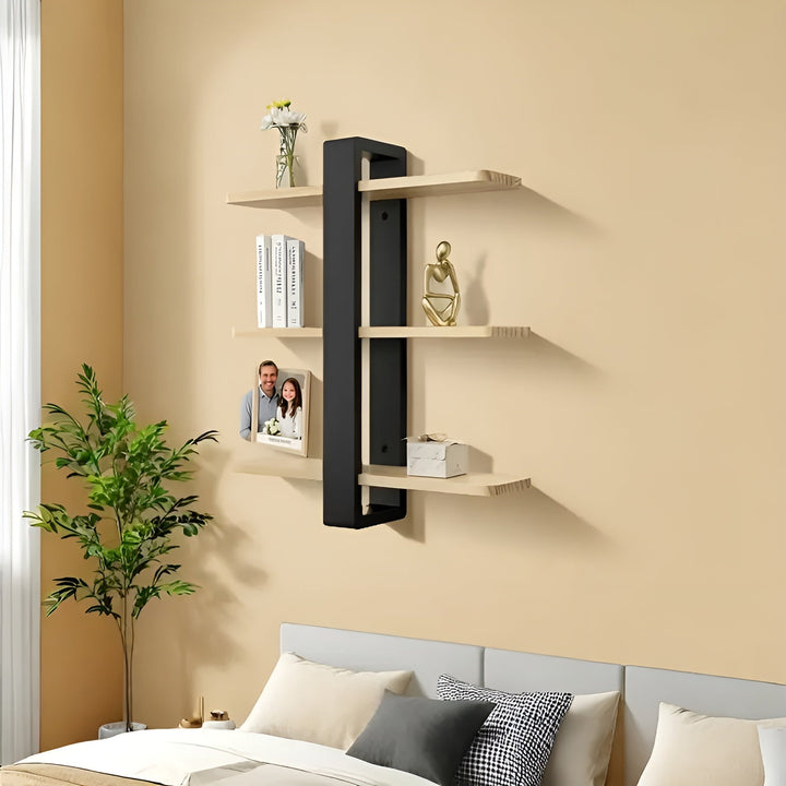 BowLift | NordWood Wall Shelf | Solid Pine | 3 Levels | Space-saving & Decorative | Natural Wood