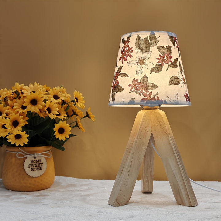 FloralGlow Lamp - Elegant LED Table Lamp with Wood Bowlift