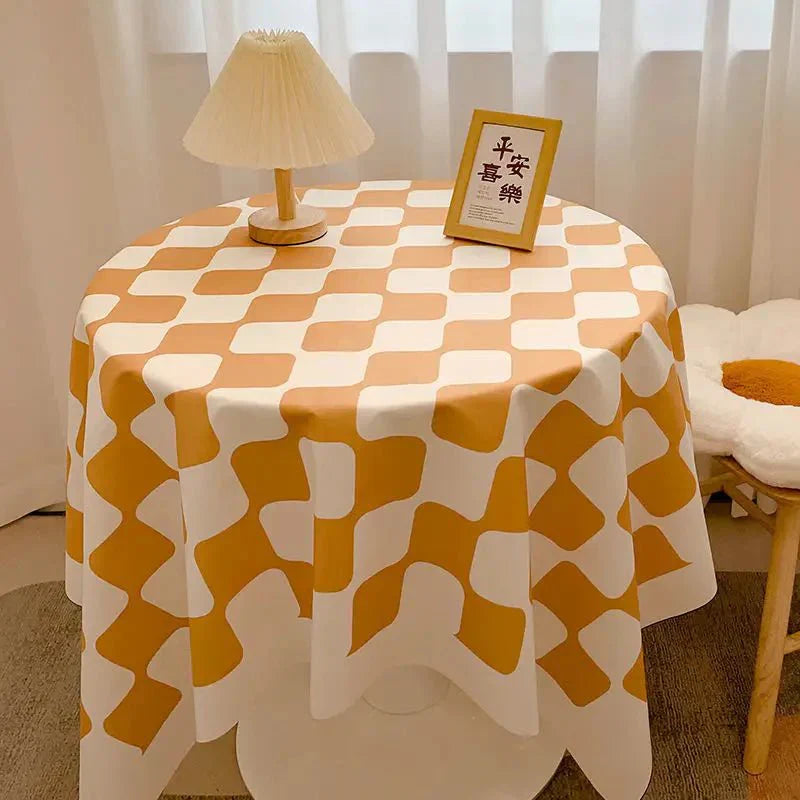 BowLift | Checked Design Round Cotton Tablecloth