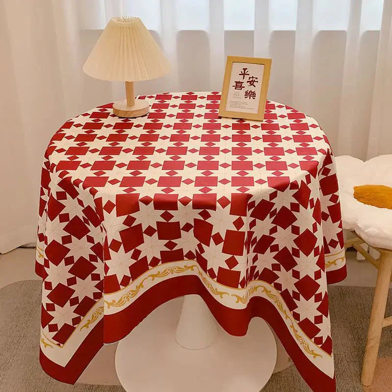 BowLift | Checked Design Round Cotton Tablecloth