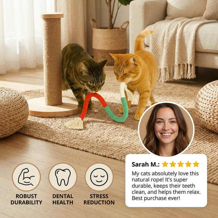 Natural cat chew rope – robust, promotes dental hygiene and reduces stress Bowlift