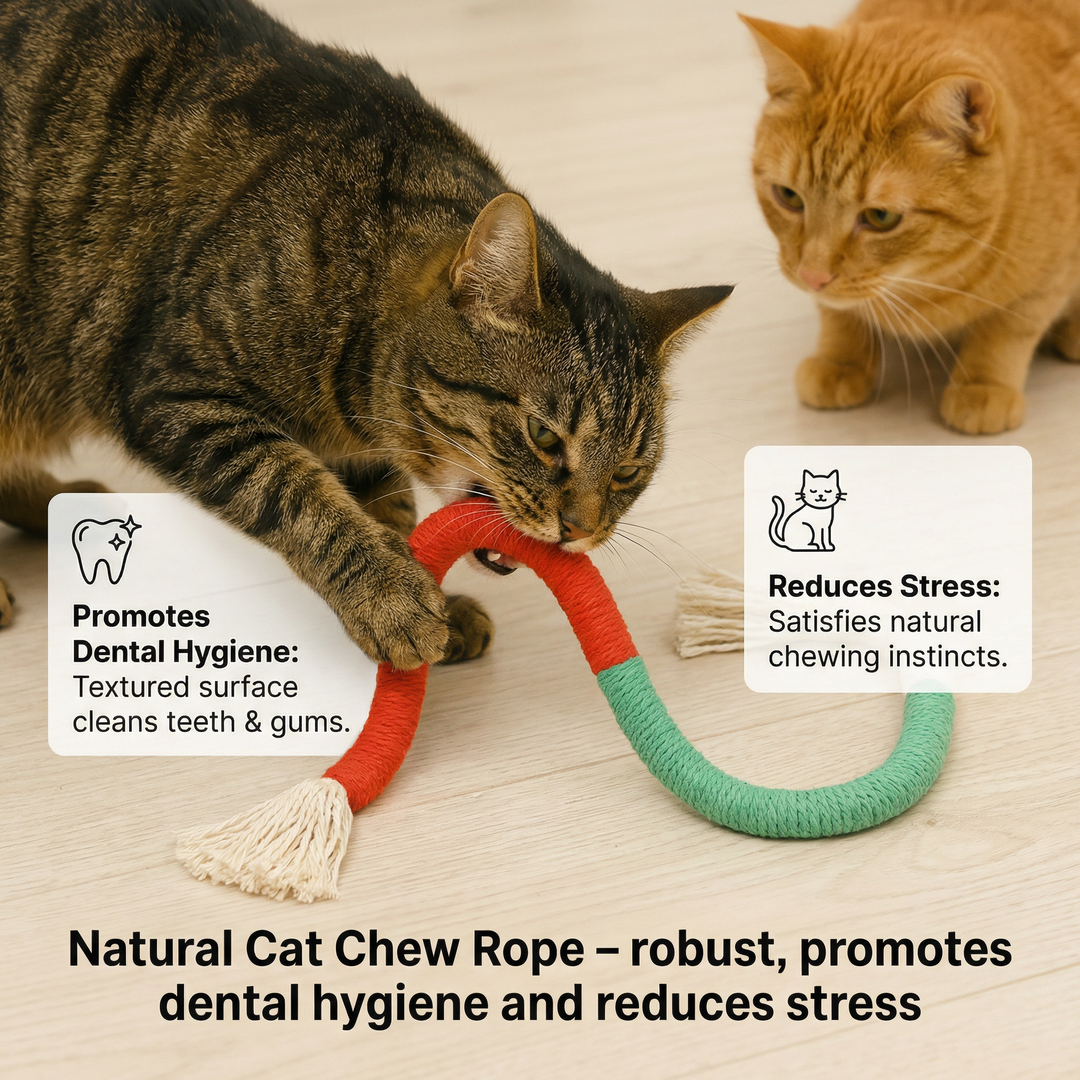 Natural cat chew rope – robust, promotes dental hygiene and reduces stress Bowlift