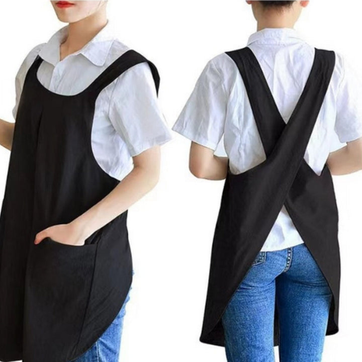 BowLift | Cotton Linen Cross Back Apron Pockets
