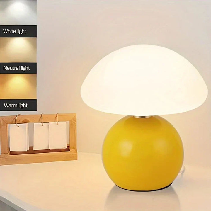 BowLift | Bedside Lamp Ceramic Base Mushroom Shade Light