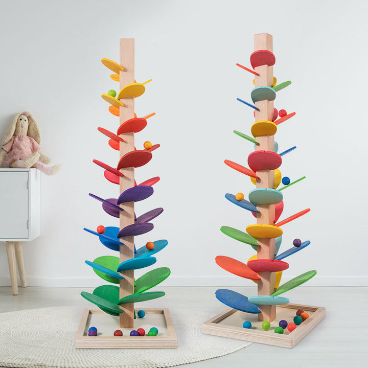 BowLift | Wooden Rainbow Marble Run Tower