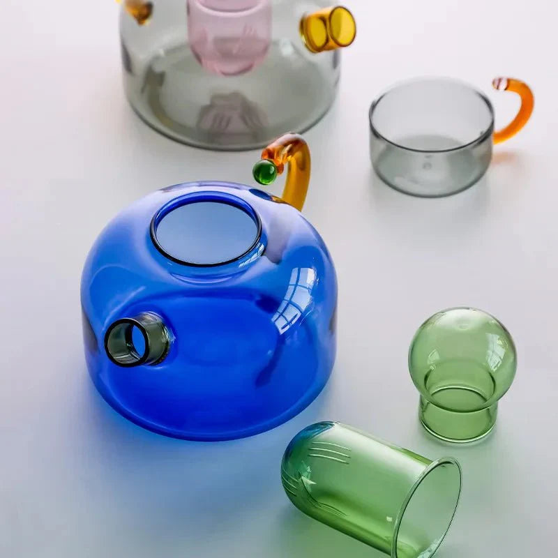 BowLift | Contrasting Color Translucent Teapot & Cup Set