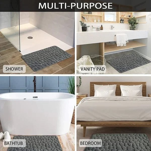 BowLift | Cobblestone Embossed Bathroom Bath Mat