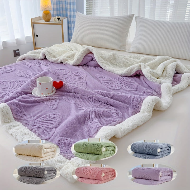 Cozy Luxe – Soft Fleece Blanket with Butterfly Design Bowlift