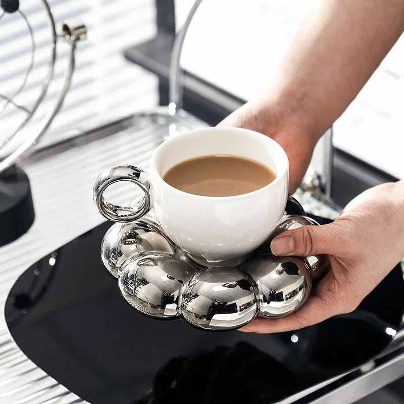 BowLift | Sunflower Pearl Glaze Coffee Mug with Saucer