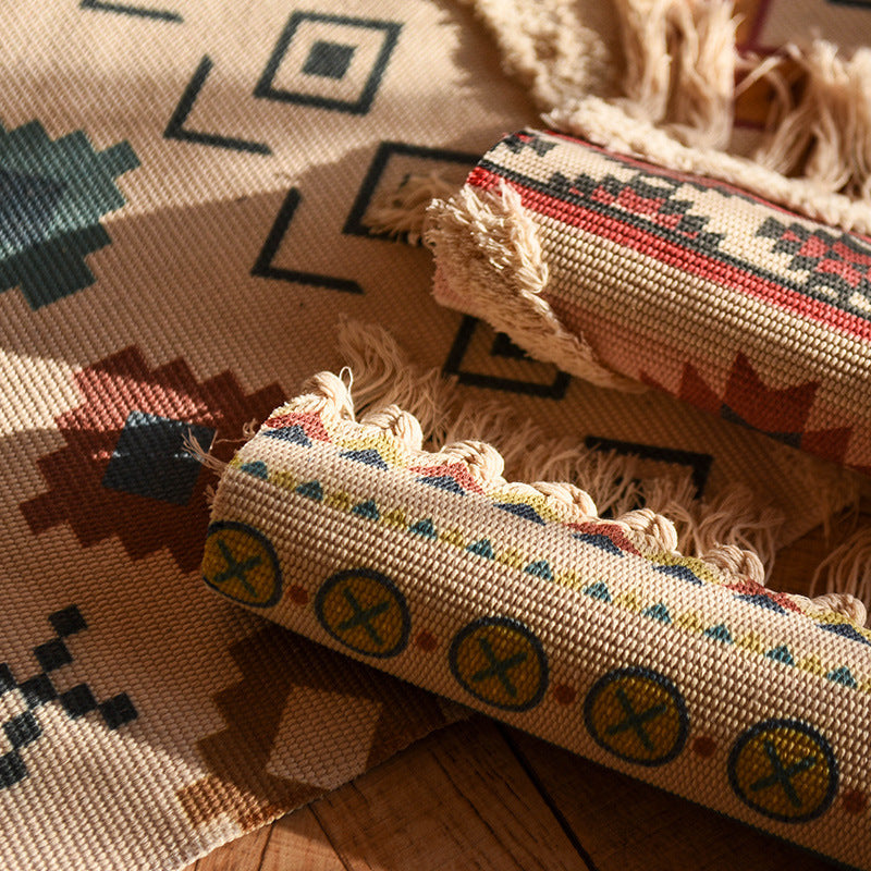 BowLift | Minimalist Cotton and Linen Tassel Woven Floor Mat