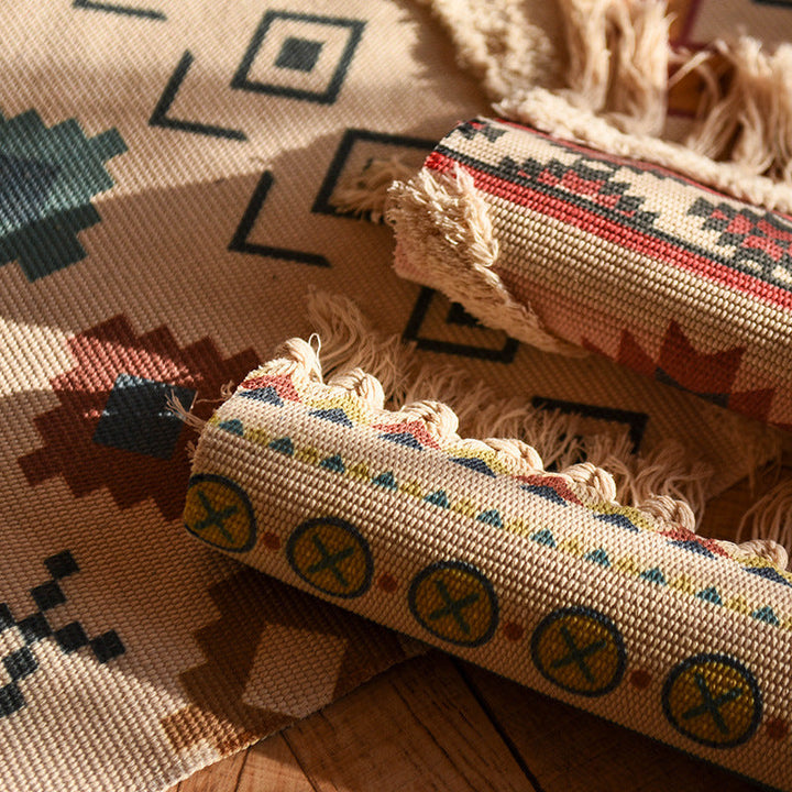 BowLift | Minimalist Cotton and Linen Tassel Woven Floor Mat