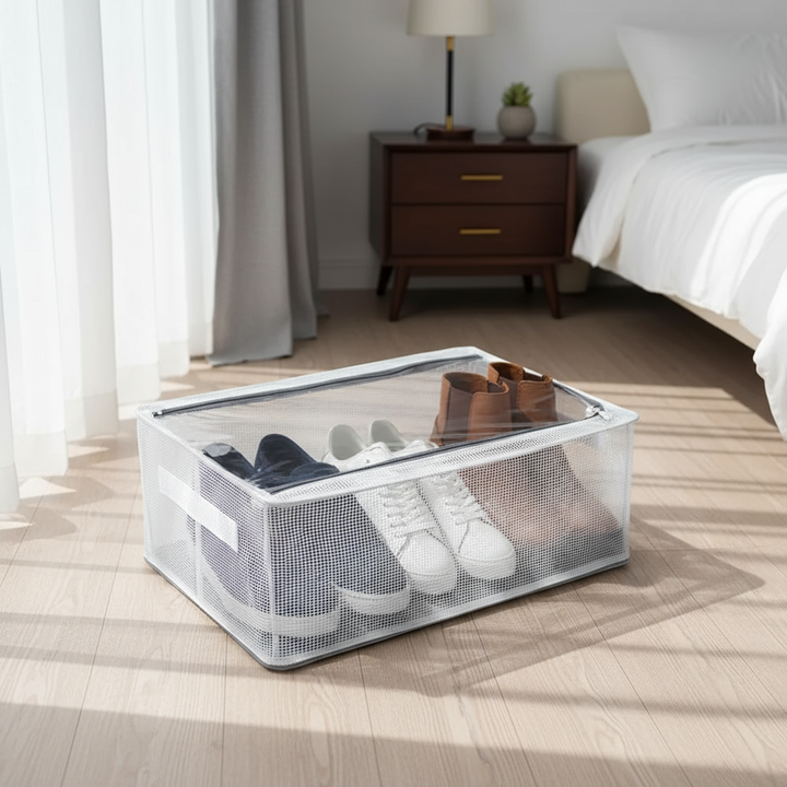 Foldable Stackable Shoe Storage Organizer, Clear Design