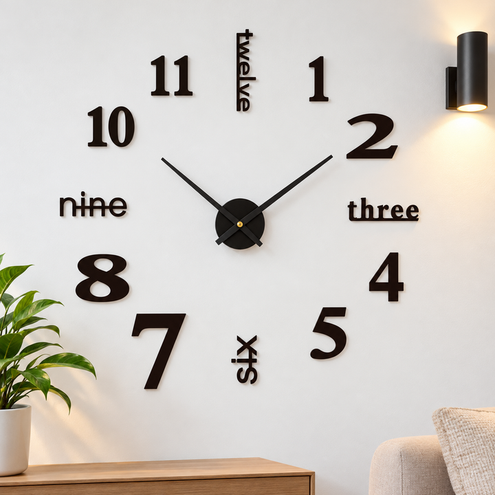 Oversized Minimalist DIY Wall Clock Kit Silent Quartz Movement Bowlift