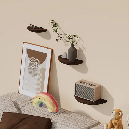 BowLift | Half-Round Wooden Floating Shelf - Modern Wall-Mounted Display for Home & Bathroom