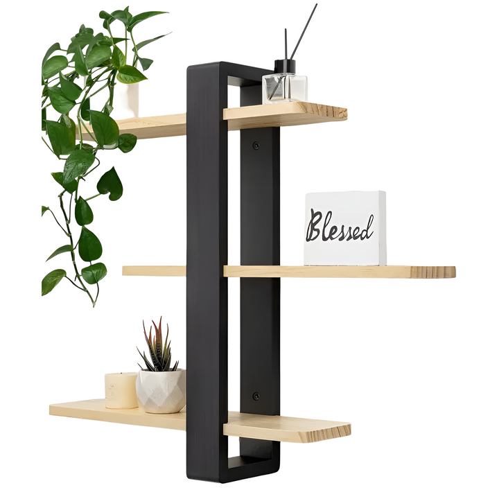 BowLift | NordWood Wall Shelf | Solid Pine | 3 Levels | Space-saving & Decorative | Natural Wood