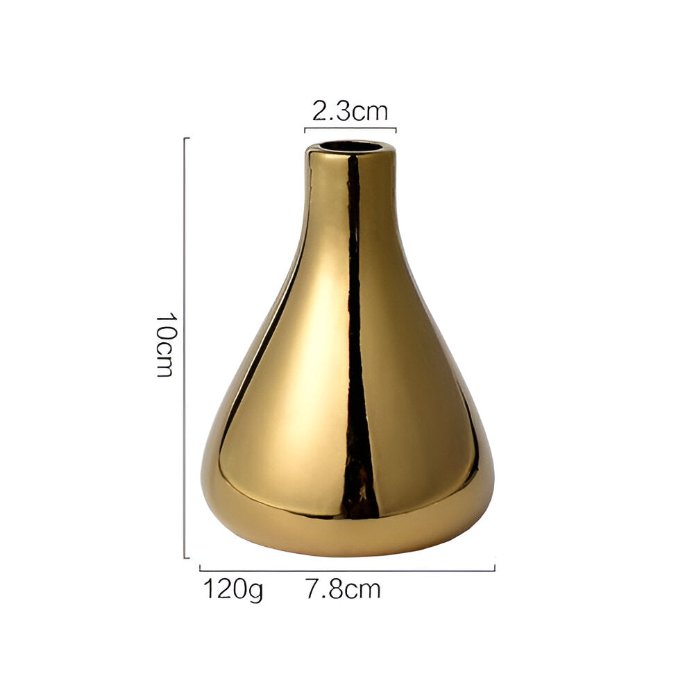 BowLift | Nordic Style Gold Ceramic Vase – Elegant Dry Flower and Water Plant Display