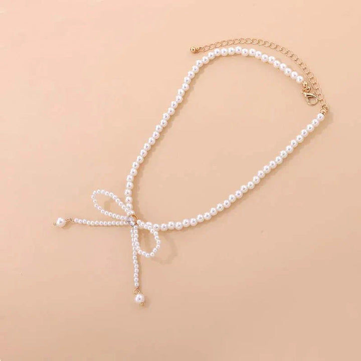 BowLift | Dainty Beaded Pearl Bow Choker Necklace