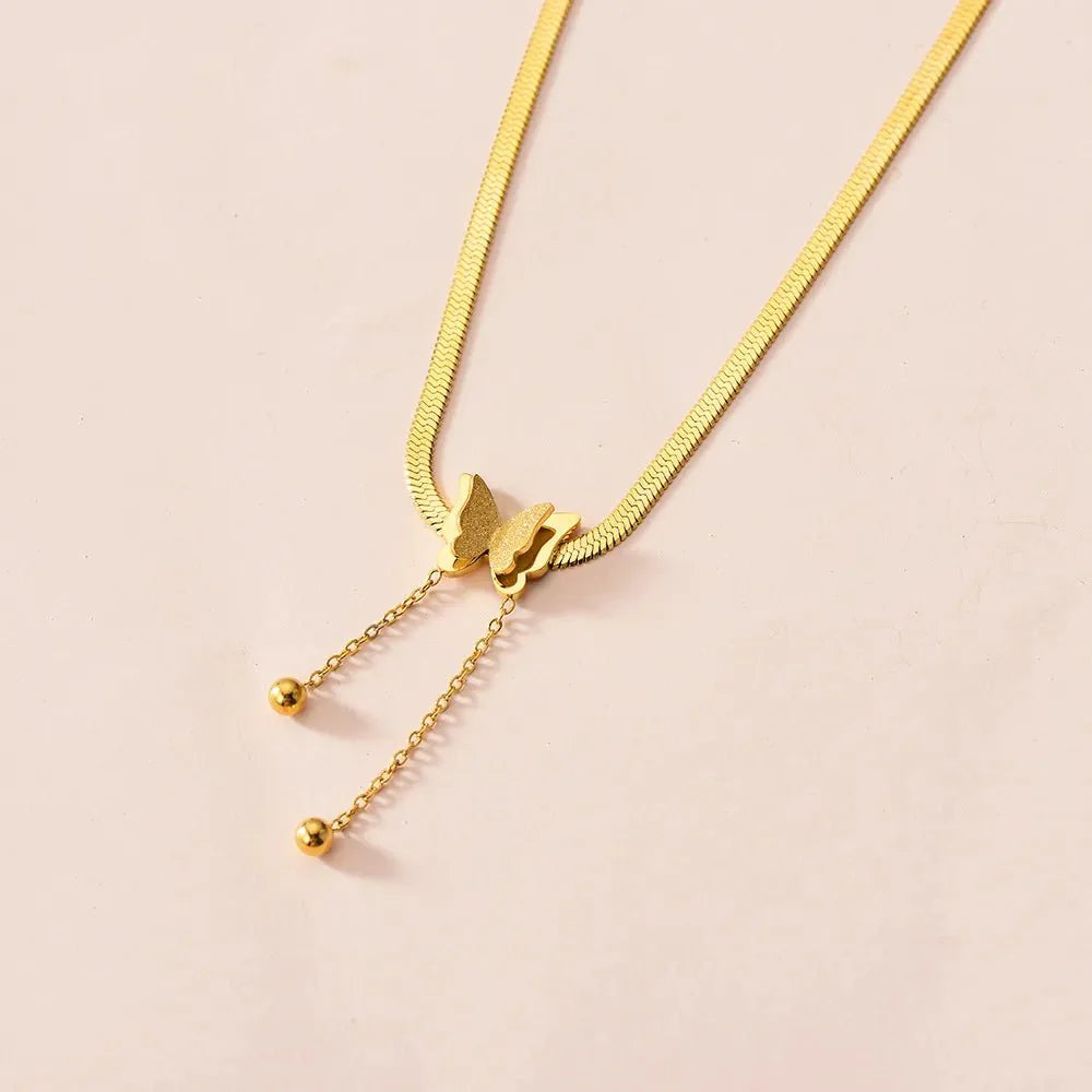 BowLift | Dainty Herringbone Butterfly Dangle Necklace