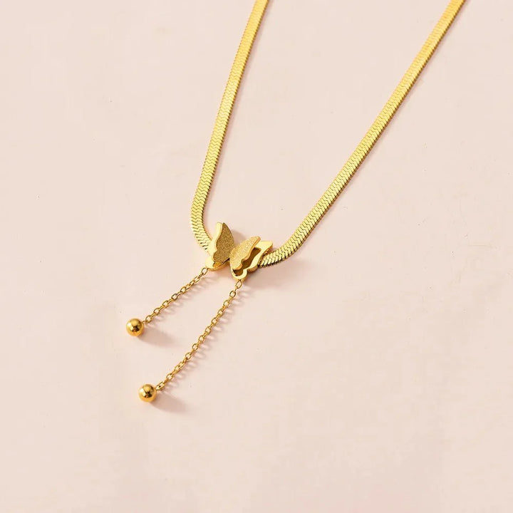 BowLift | Dainty Herringbone Butterfly Dangle Necklace