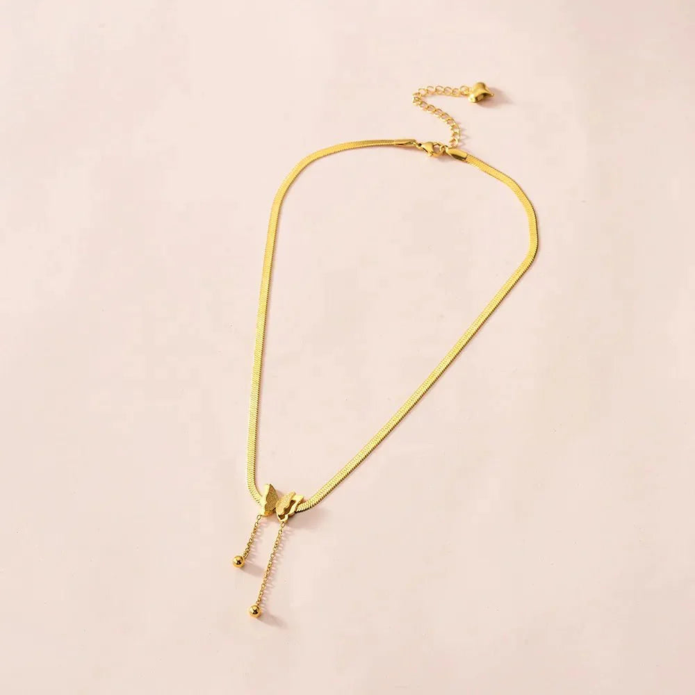 BowLift | Dainty Herringbone Butterfly Dangle Necklace