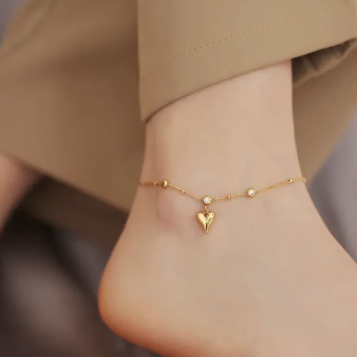 BowLift | Dainty Romantic Heart Diamond Anklet