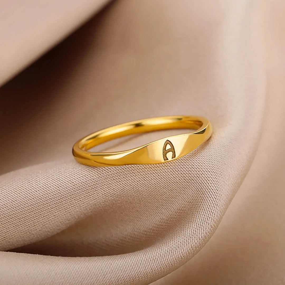 BowLift | Dainty Thin Letter Initial Ring