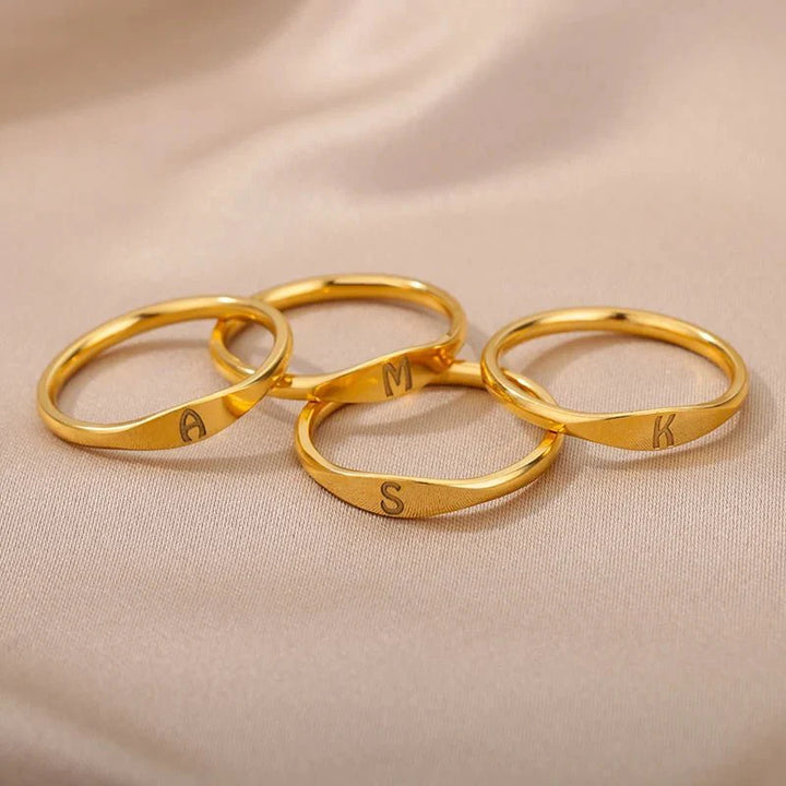 BowLift | Dainty Thin Letter Initial Ring