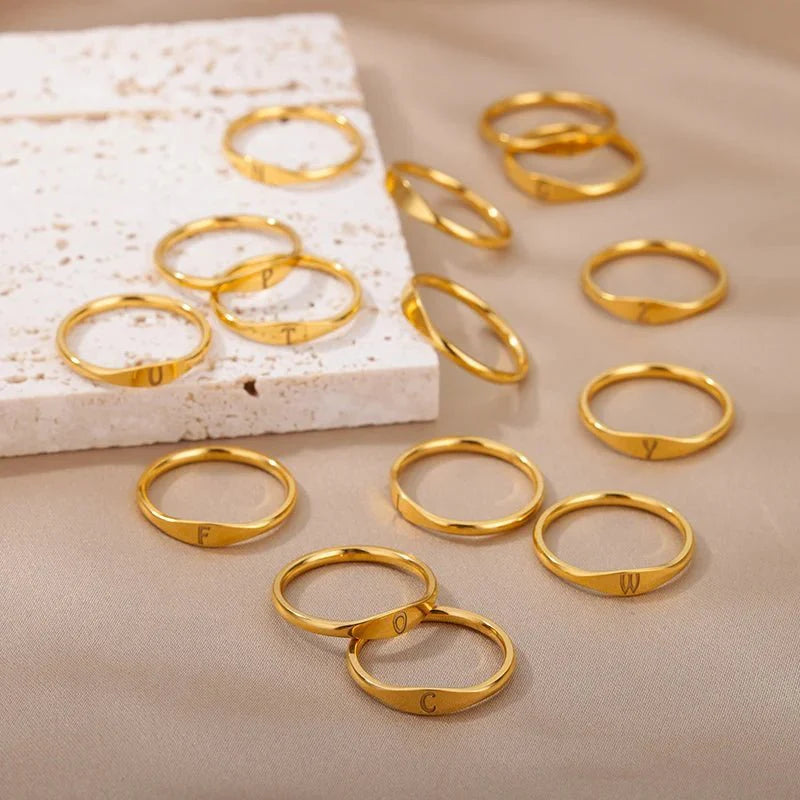 BowLift | Dainty Thin Letter Initial Ring