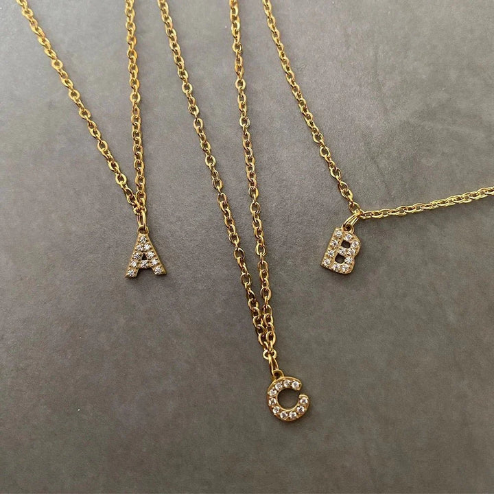 BowLift | Dainty Zircon Letter Initial, Number, Symbol Chain Necklace