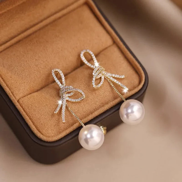 BowLift | Dazzling Bowknot Pearl Drop Earrings
