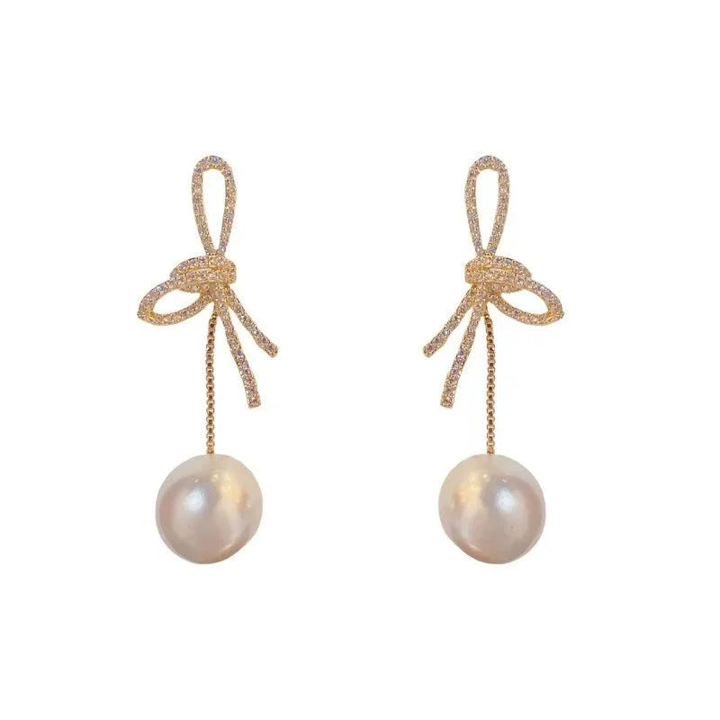 BowLift | Dazzling Bowknot Pearl Drop Earrings
