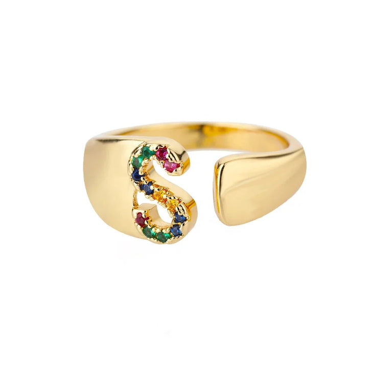 BowLift | Dazzling Rainbow Custom Letter Initial Rings