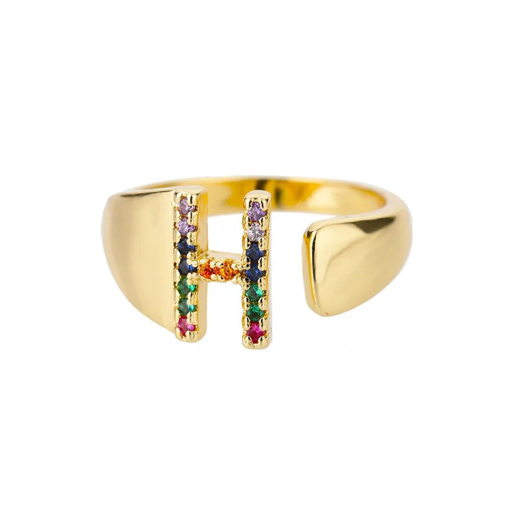 BowLift | Dazzling Rainbow Custom Letter Initial Rings