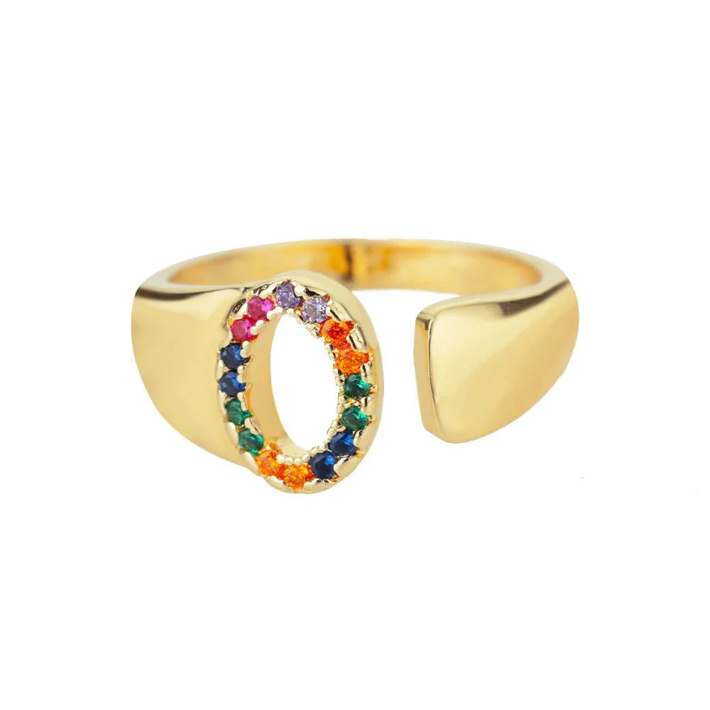 BowLift | Dazzling Rainbow Custom Letter Initial Rings