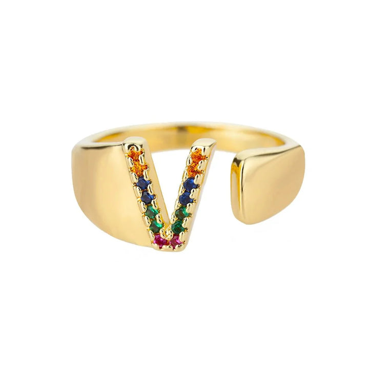 BowLift | Dazzling Rainbow Custom Letter Initial Rings