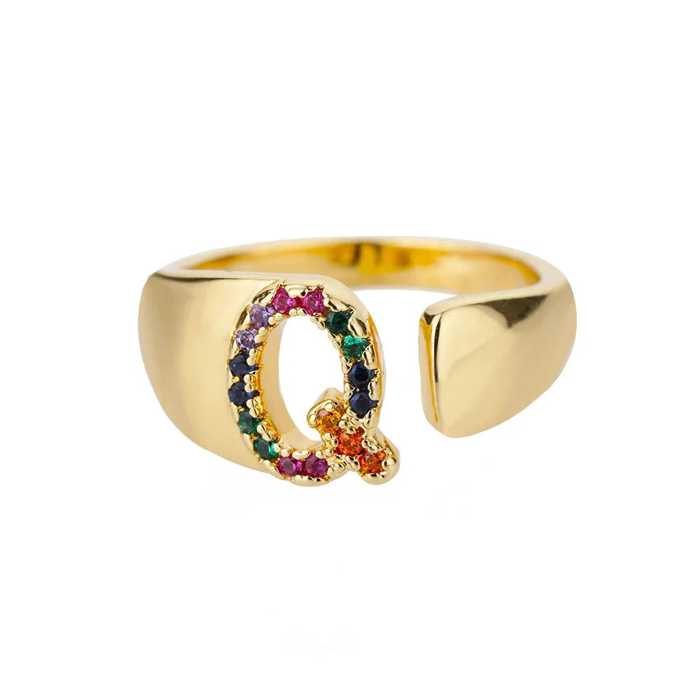 BowLift | Dazzling Rainbow Custom Letter Initial Rings