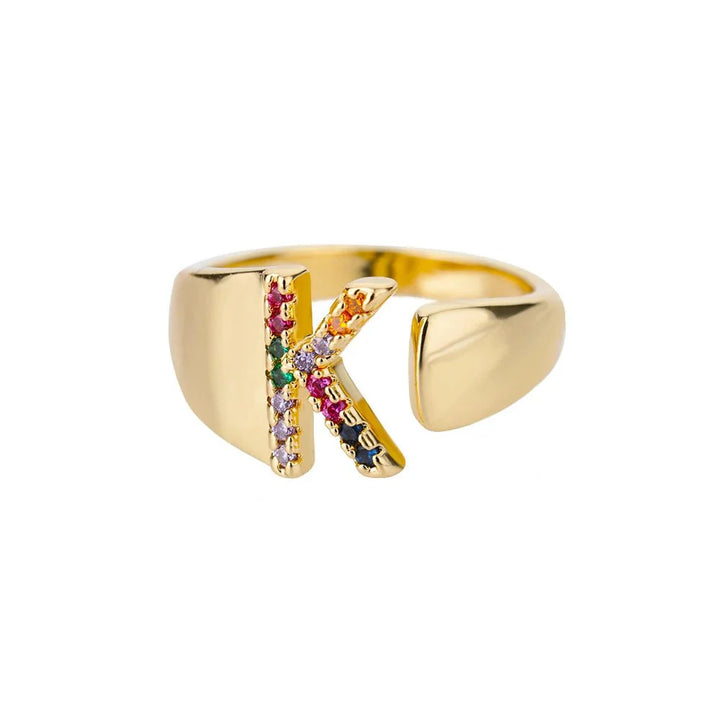 BowLift | Dazzling Rainbow Custom Letter Initial Rings