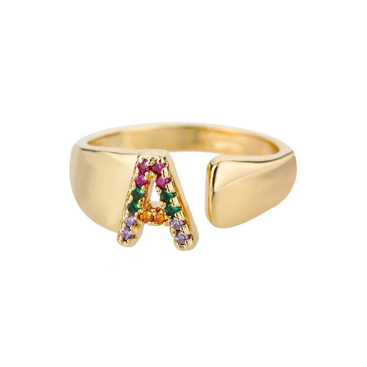 BowLift | Dazzling Rainbow Custom Letter Initial Rings