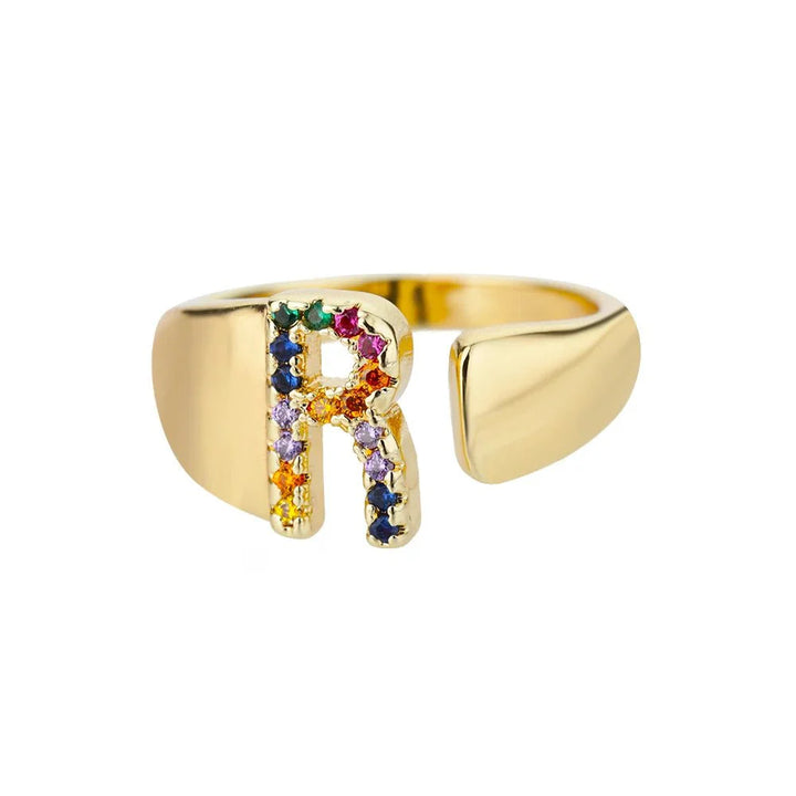 BowLift | Dazzling Rainbow Custom Letter Initial Rings