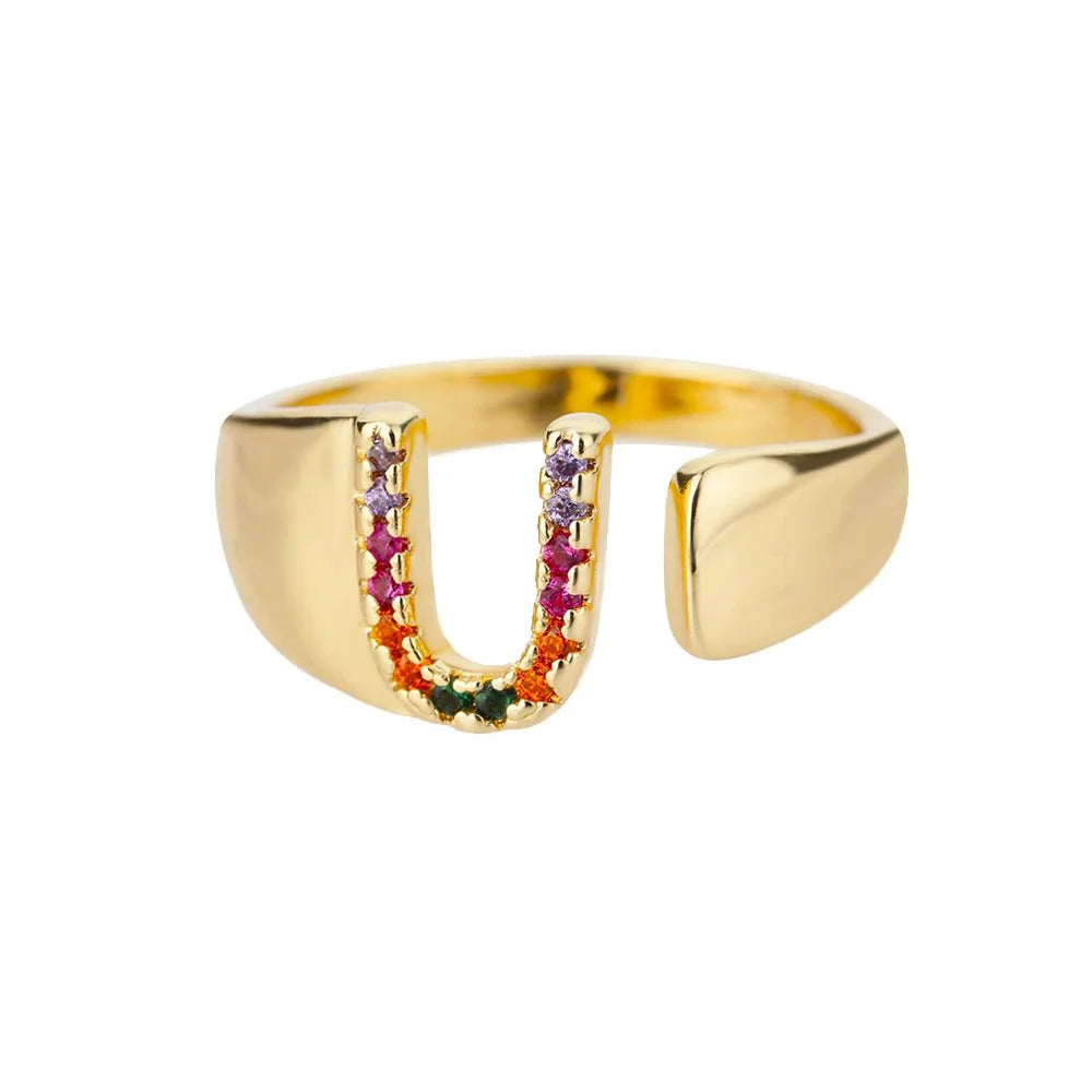 BowLift | Dazzling Rainbow Custom Letter Initial Rings