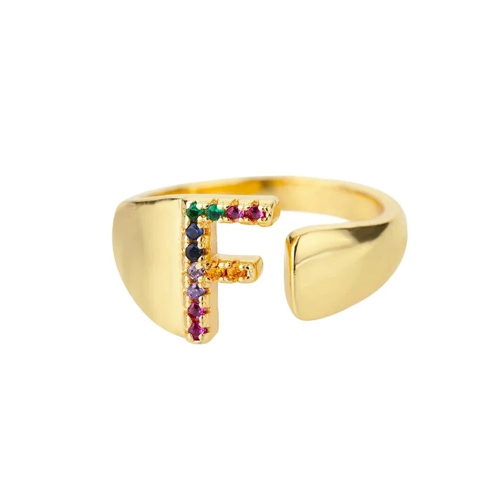 BowLift | Dazzling Rainbow Custom Letter Initial Rings