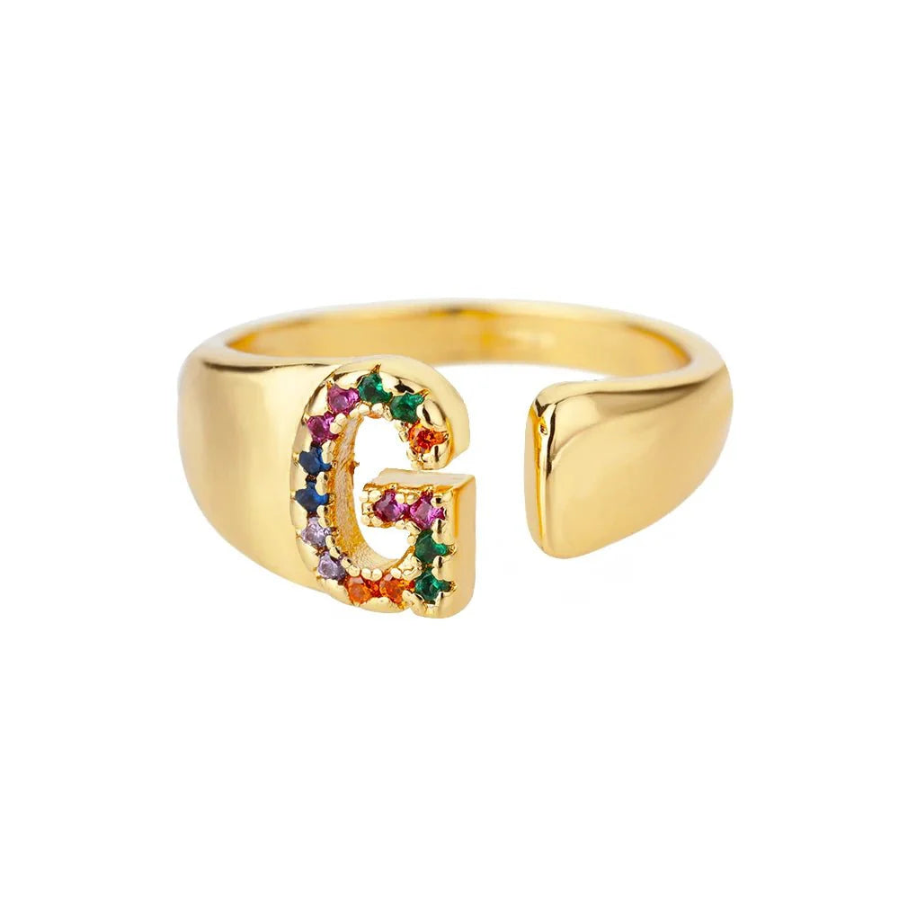 BowLift | Dazzling Rainbow Custom Letter Initial Rings