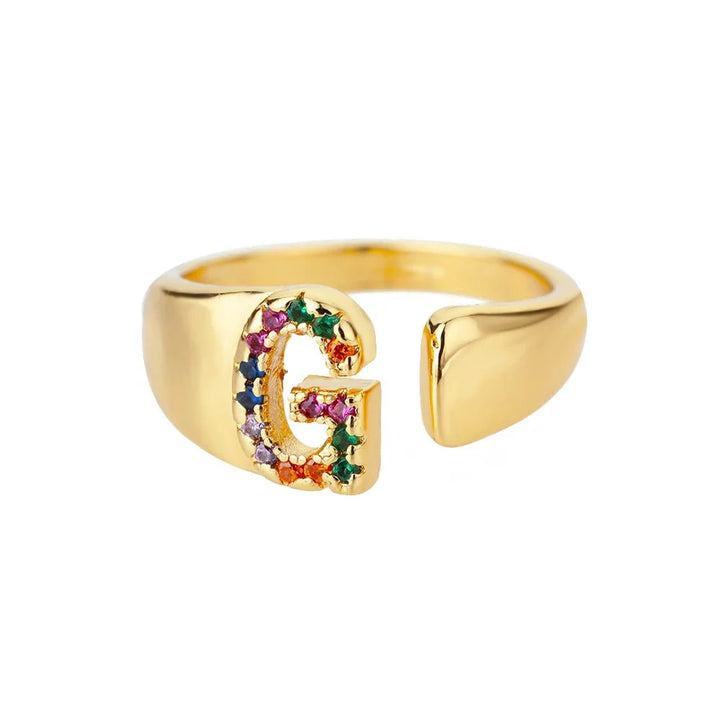 BowLift | Dazzling Rainbow Custom Letter Initial Rings