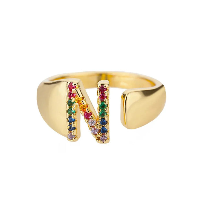 BowLift | Dazzling Rainbow Custom Letter Initial Rings