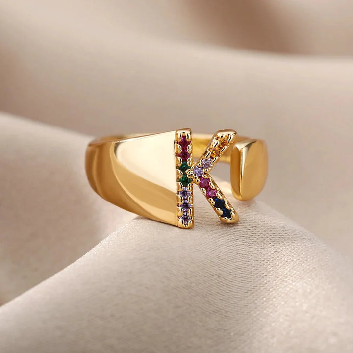 BowLift | Dazzling Rainbow Custom Letter Initial Rings