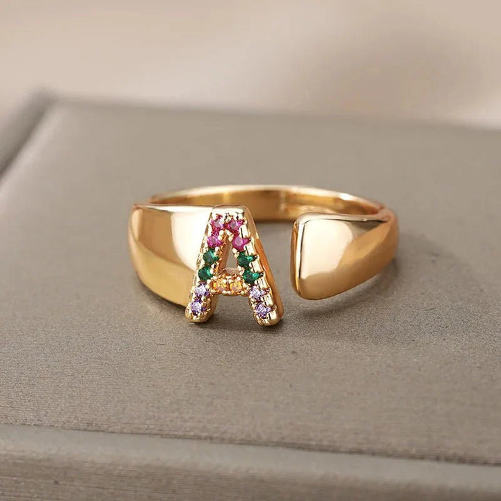 BowLift | Dazzling Rainbow Custom Letter Initial Rings