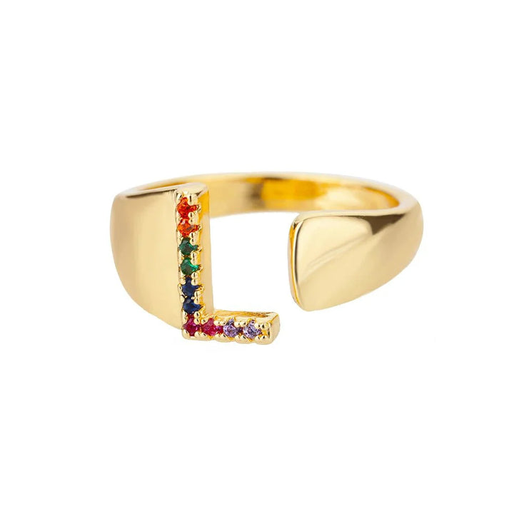 BowLift | Dazzling Rainbow Custom Letter Initial Rings