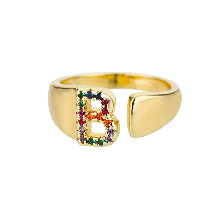 BowLift | Dazzling Rainbow Custom Letter Initial Rings