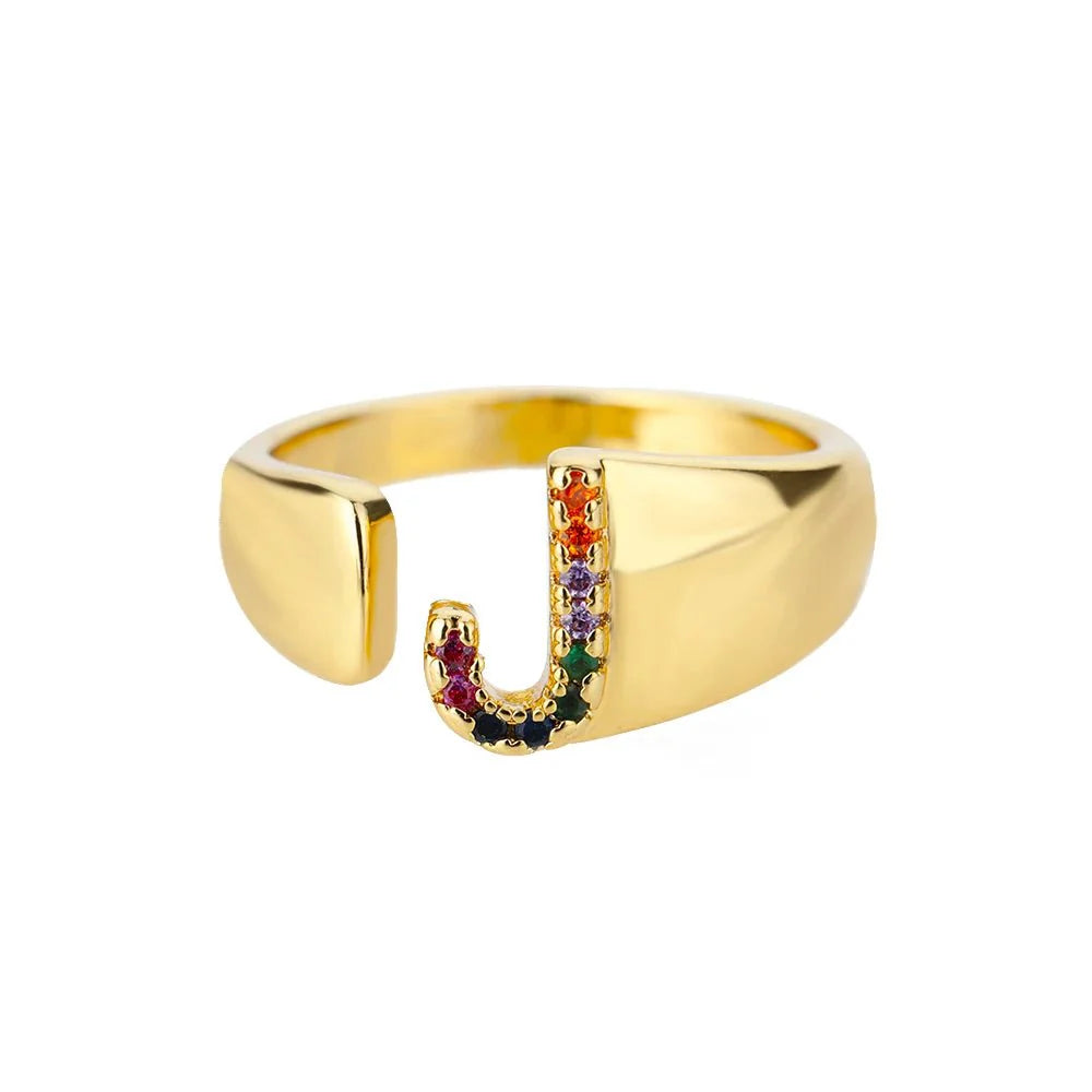BowLift | Dazzling Rainbow Custom Letter Initial Rings